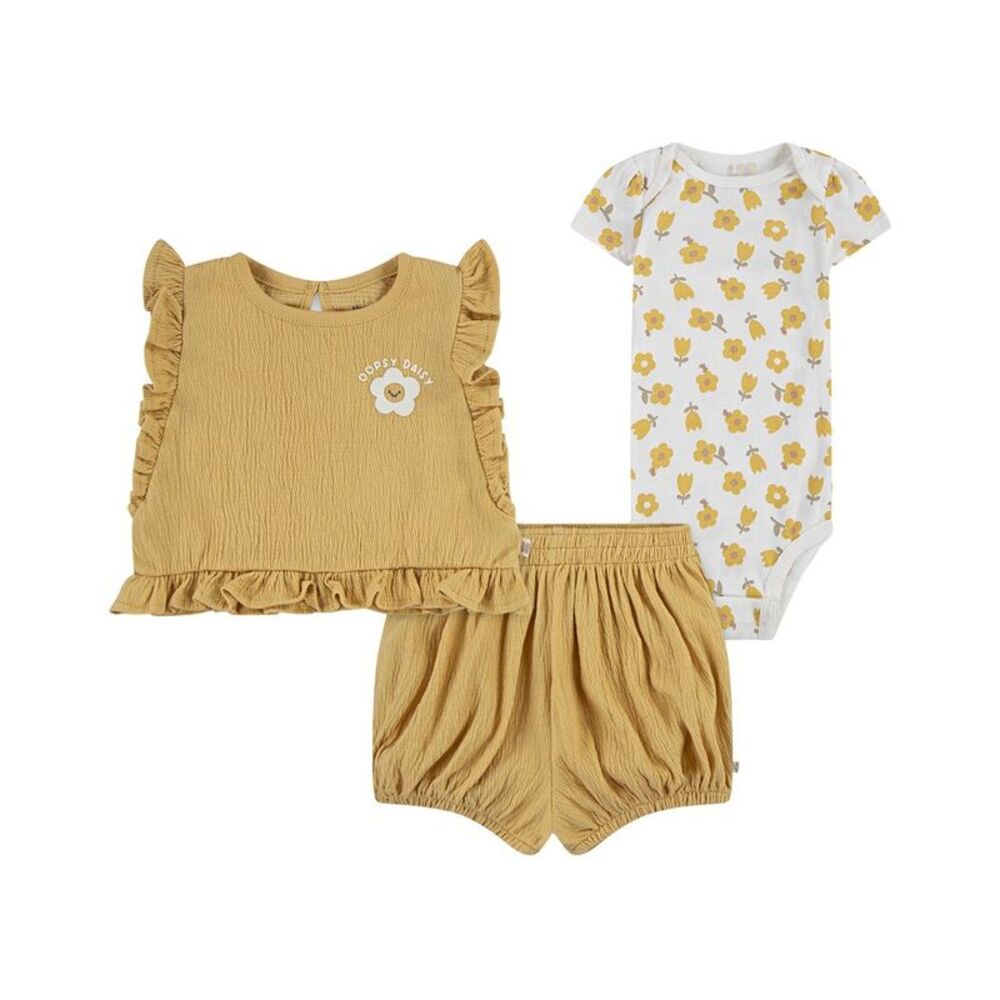 Huggies  3Pc Top, Short, & Romper Set, Yellow